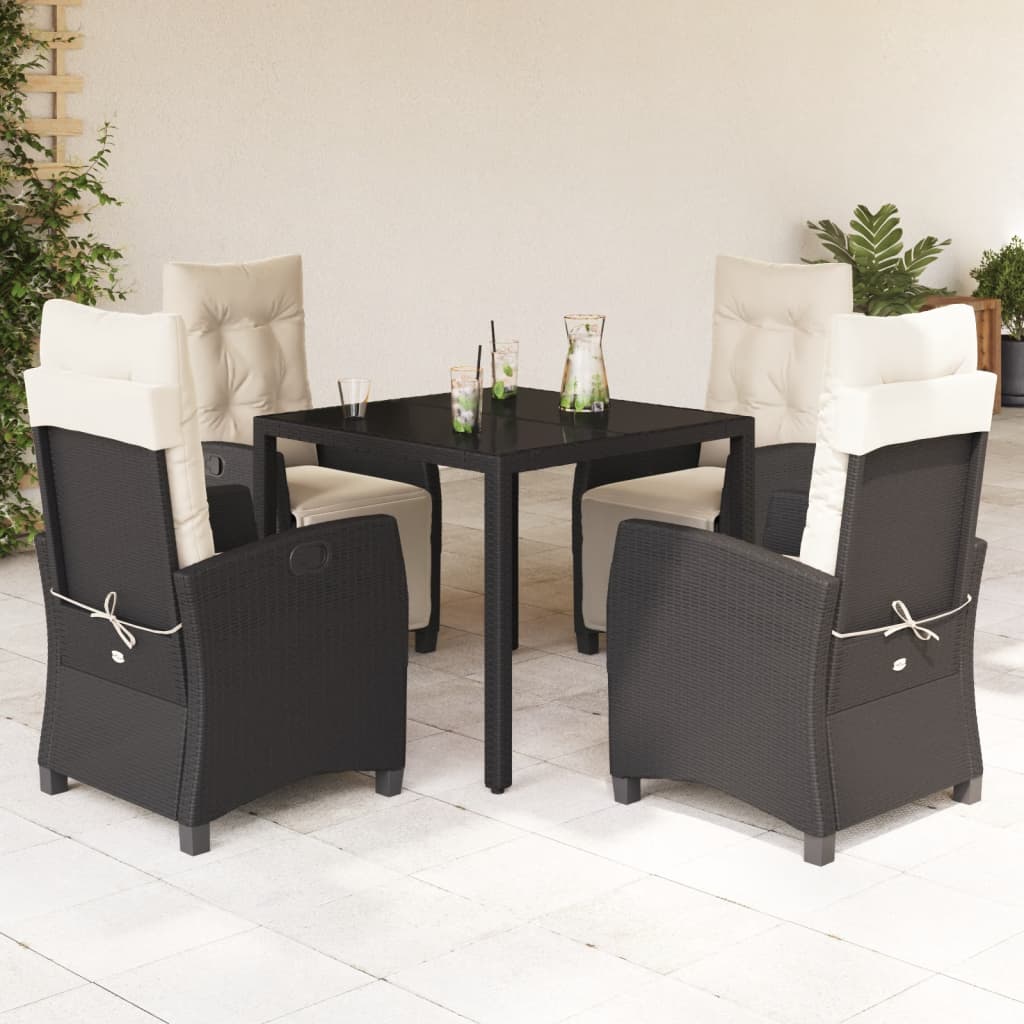 Set Mobilier De Grădină Cu Perne, 7 Piese, Negru, Poliratan