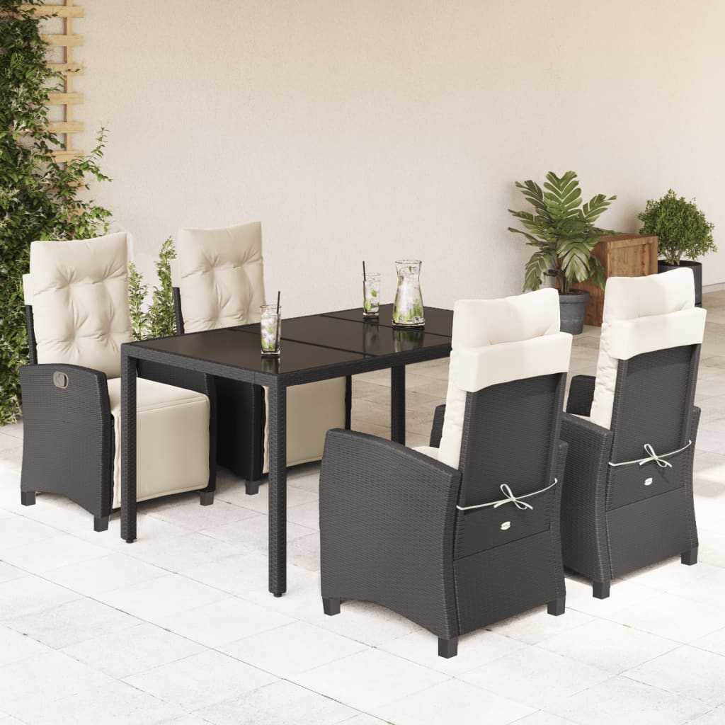 Set Mobilier De Grădină Cu Perne, 7 Piese, Negru, Poliratan