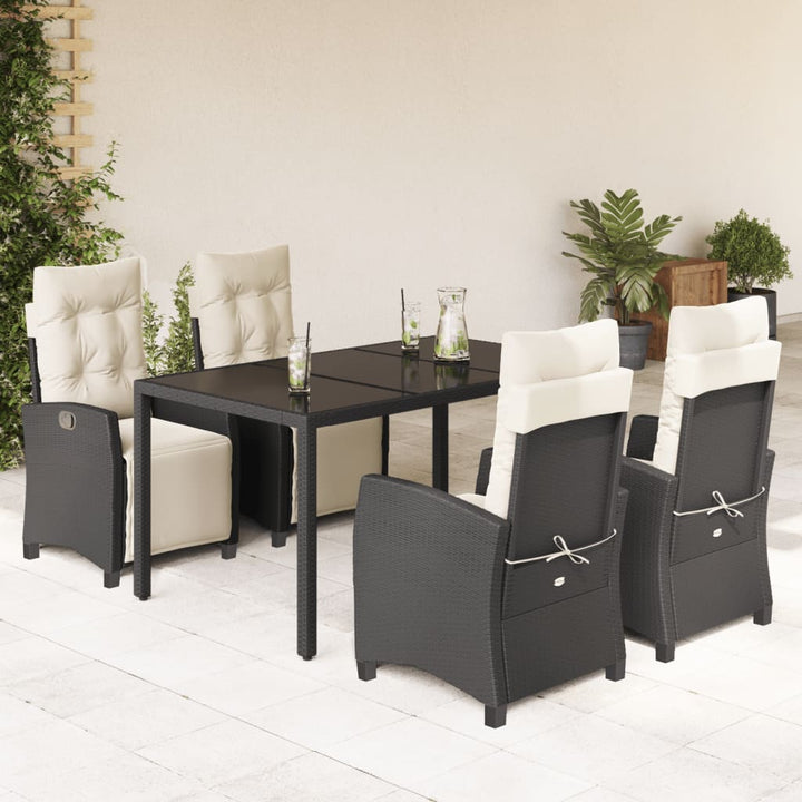 Set Mobilier De Grădină Cu Perne, 7 Piese, Negru, Poliratan