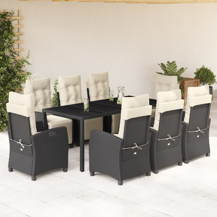 Set Mobilier De Grădină Cu Perne, 7 Piese, Negru, Poliratan