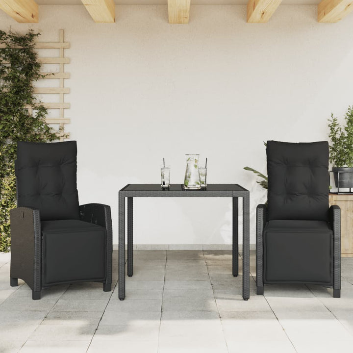 Set Mobilier De Grădină Cu Perne, 7 Piese, Negru, Poliratan