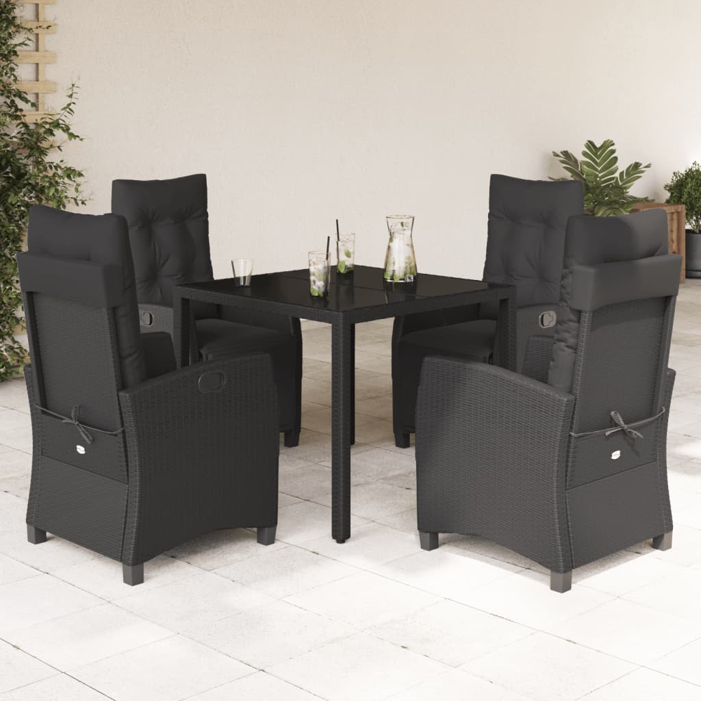 Set Mobilier De Grădină Cu Perne, 7 Piese, Negru, Poliratan