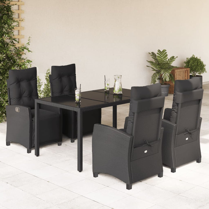 Set Mobilier De Grădină Cu Perne, 7 Piese, Negru, Poliratan