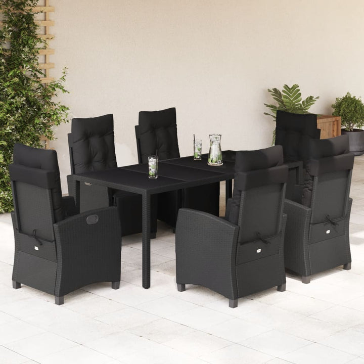 Set Mobilier De Grădină Cu Perne, 7 Piese, Negru, Poliratan