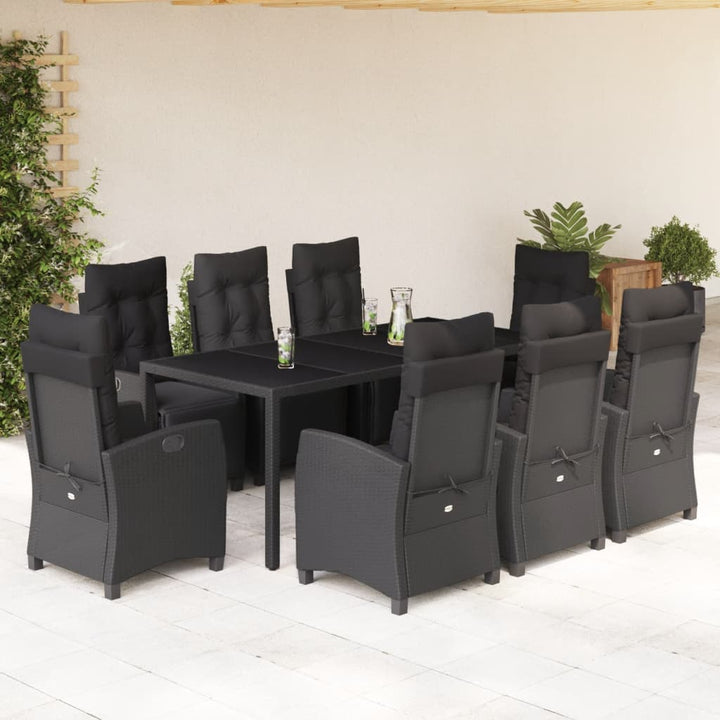 Set Mobilier De Grădină Cu Perne, 7 Piese, Negru, Poliratan