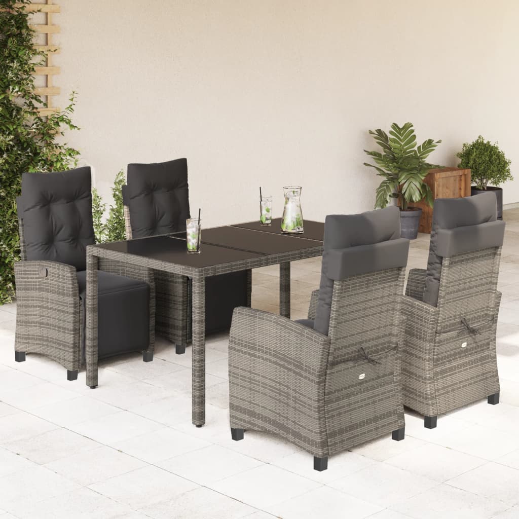 Set Mobilier De Grădină Cu Perne, 7 Piese, Negru, Poliratan