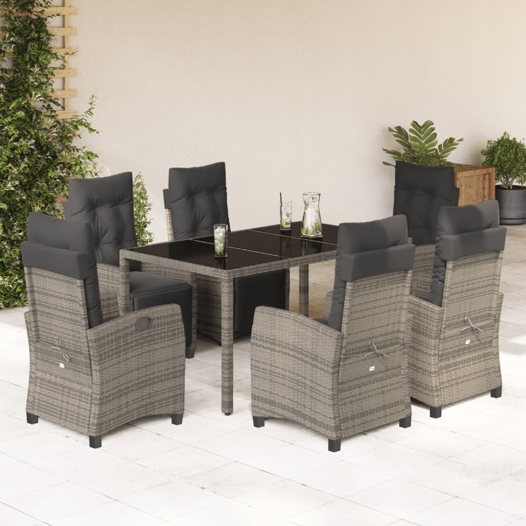 Set Mobilier De Grădină Cu Perne, 7 Piese, Negru, Poliratan