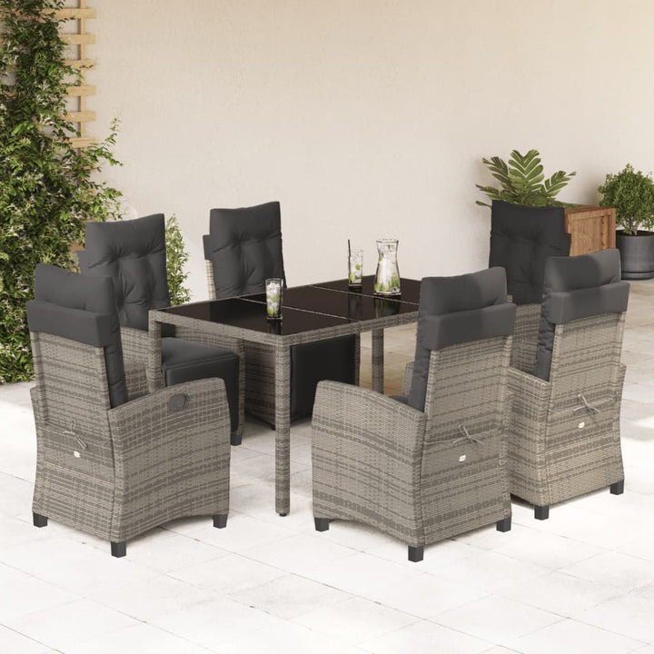 Set Mobilier De Grădină Cu Perne, 7 Piese, Negru, Poliratan