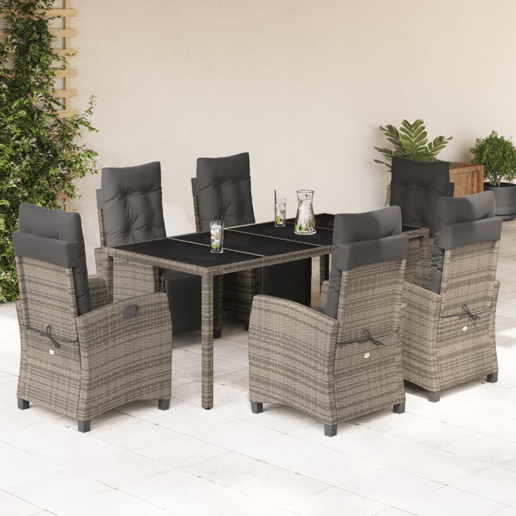 Set Mobilier De Grădină Cu Perne, 7 Piese, Negru, Poliratan