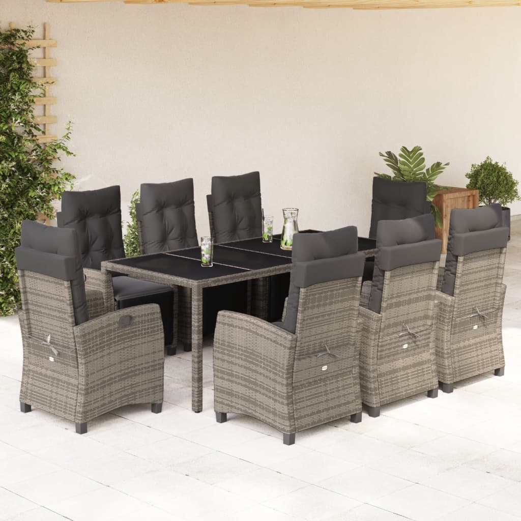 Set Mobilier De Grădină Cu Perne, 7 Piese, Negru, Poliratan