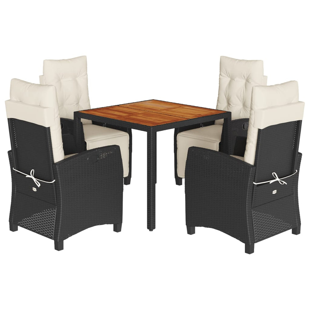 Set Mobilier De Grădină Cu Perne, 5 Piese, Negru, Poliratan