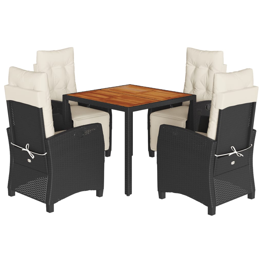 Set Mobilier De Grădină Cu Perne, 5 Piese, Negru, Poliratan