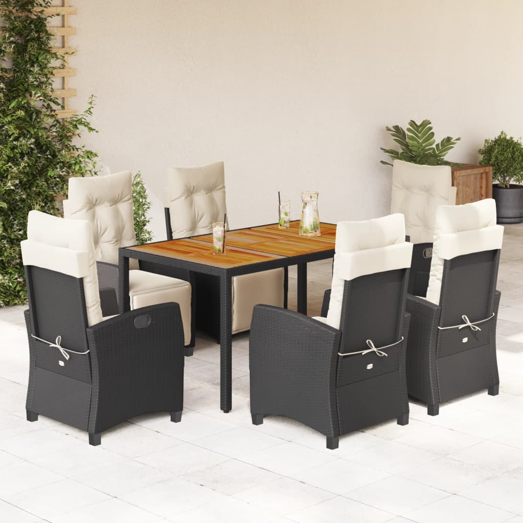 Set Mobilier De Grădină Cu Perne, 5 Piese, Negru, Poliratan
