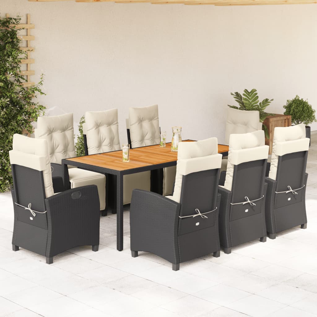 Set Mobilier De Grădină Cu Perne, 5 Piese, Negru, Poliratan