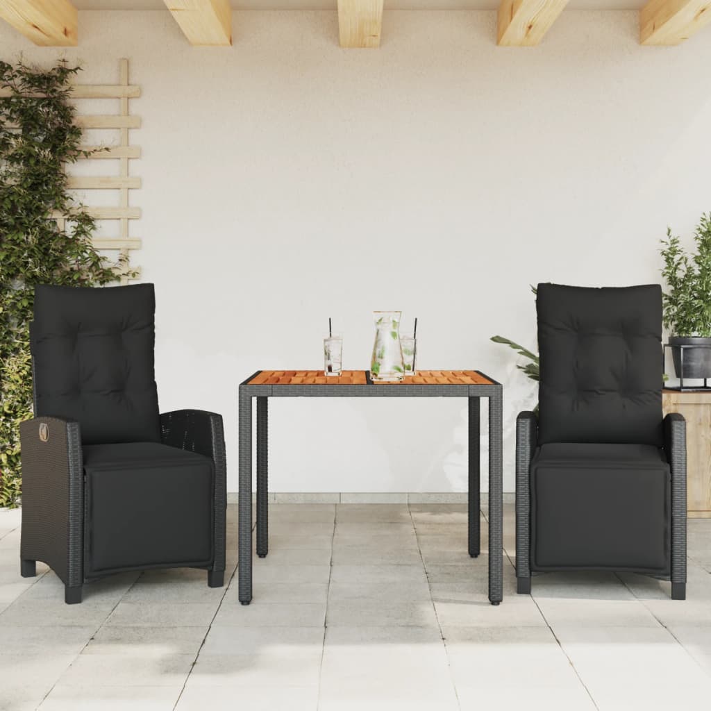 Set Mobilier De Grădină Cu Perne, 5 Piese, Negru, Poliratan