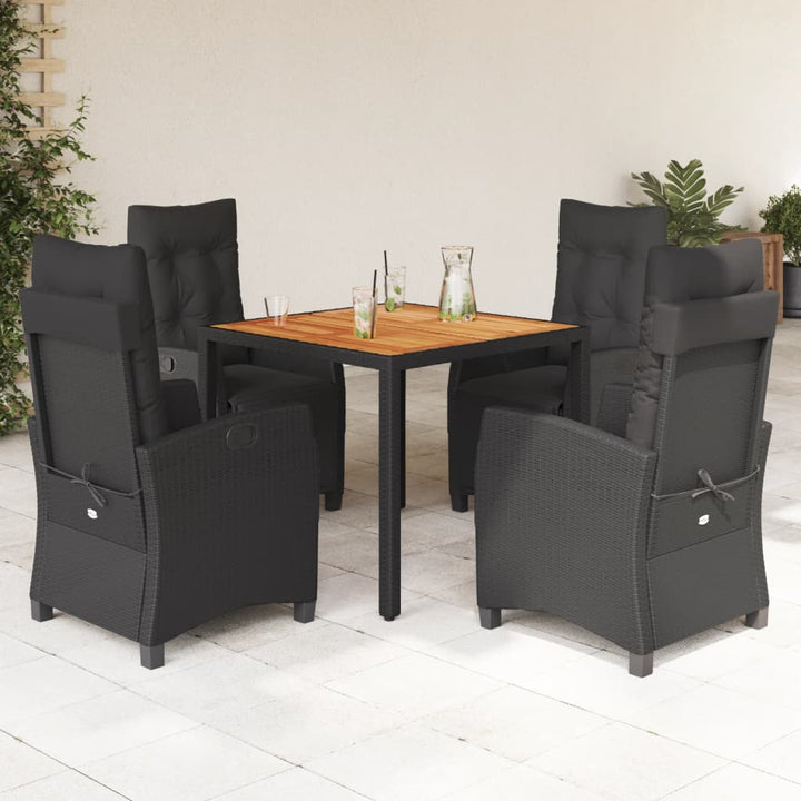 Set Mobilier De Grădină Cu Perne, 5 Piese, Negru, Poliratan