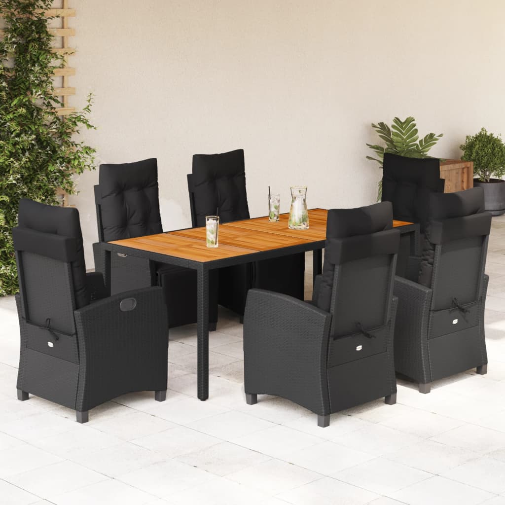 Set Mobilier De Grădină Cu Perne, 5 Piese, Negru, Poliratan