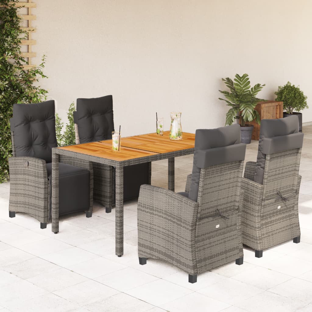 Set Mobilier De Grădină Cu Perne, 5 Piese, Negru, Poliratan