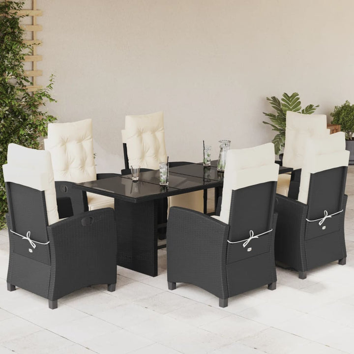 Set Mobilier De Grădină Cu Perne, 9 Piese, Maro, Poliratan