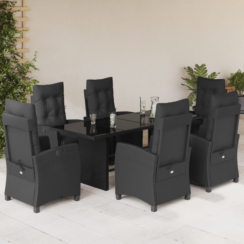 Set Mobilier De Grădină Cu Perne, 9 Piese, Maro, Poliratan