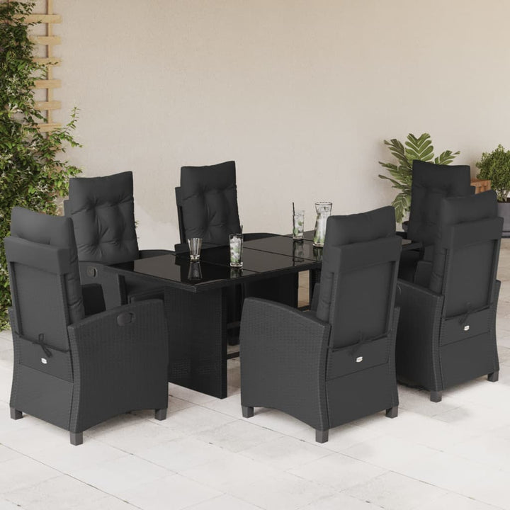 Set Mobilier De Grădină Cu Perne, 9 Piese, Maro, Poliratan
