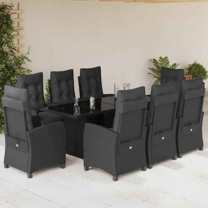 Set Mobilier De Grădină Cu Perne, 9 Piese, Maro, Poliratan