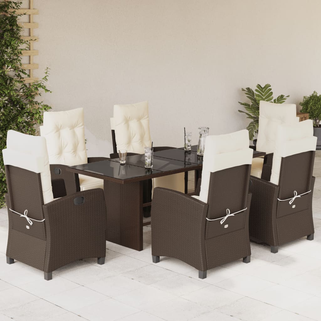 Set Mobilier De Grădină Cu Perne, 9 Piese, Maro, Poliratan