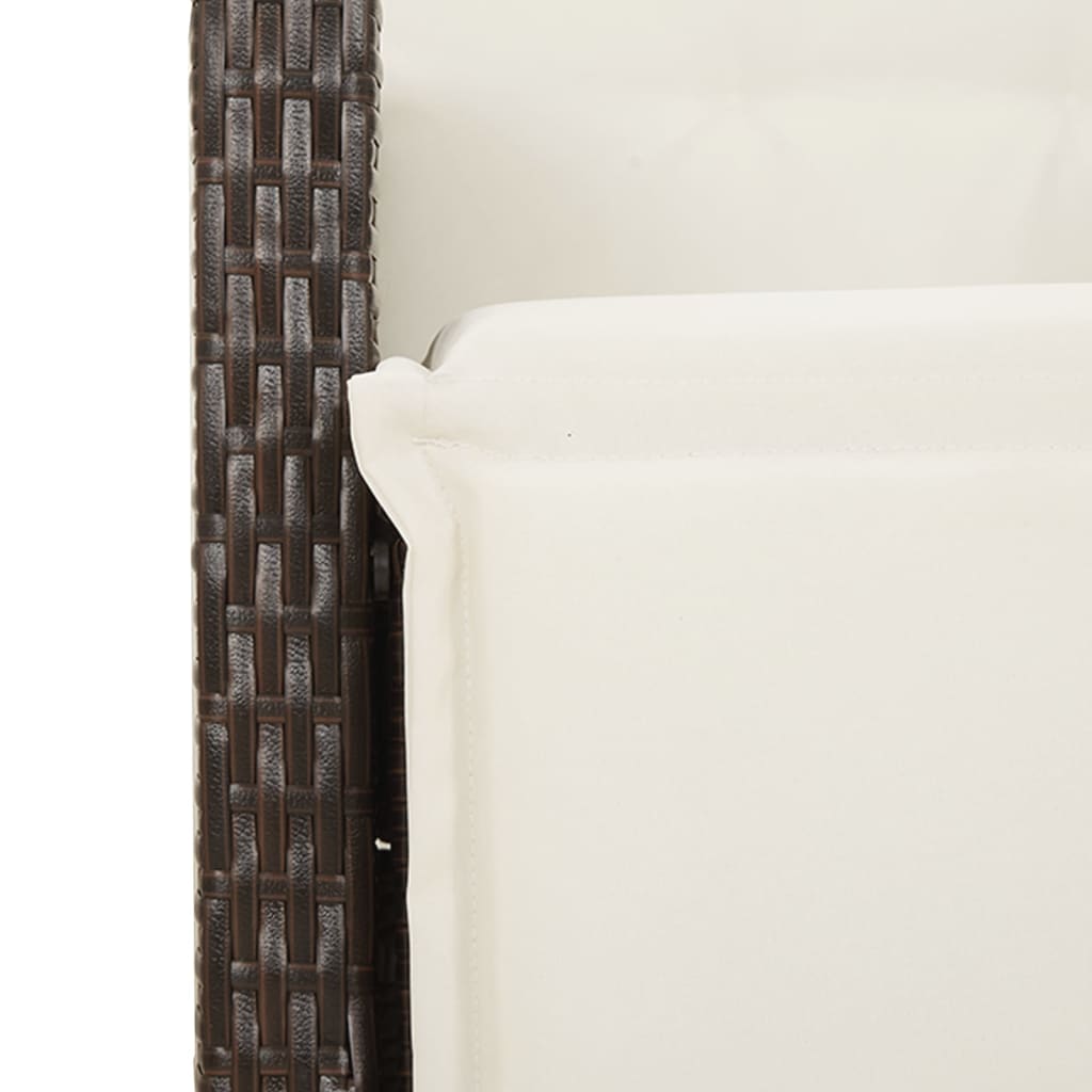 Set Mobilier De Grădină Cu Perne, 9 Piese, Maro, Poliratan