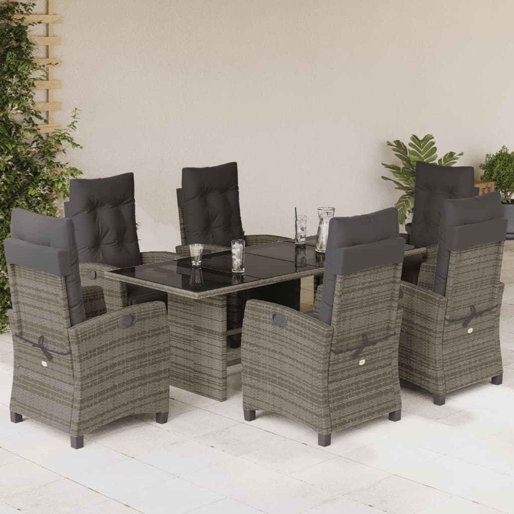Set Mobilier De Grădină Cu Perne, 9 Piese, Maro, Poliratan