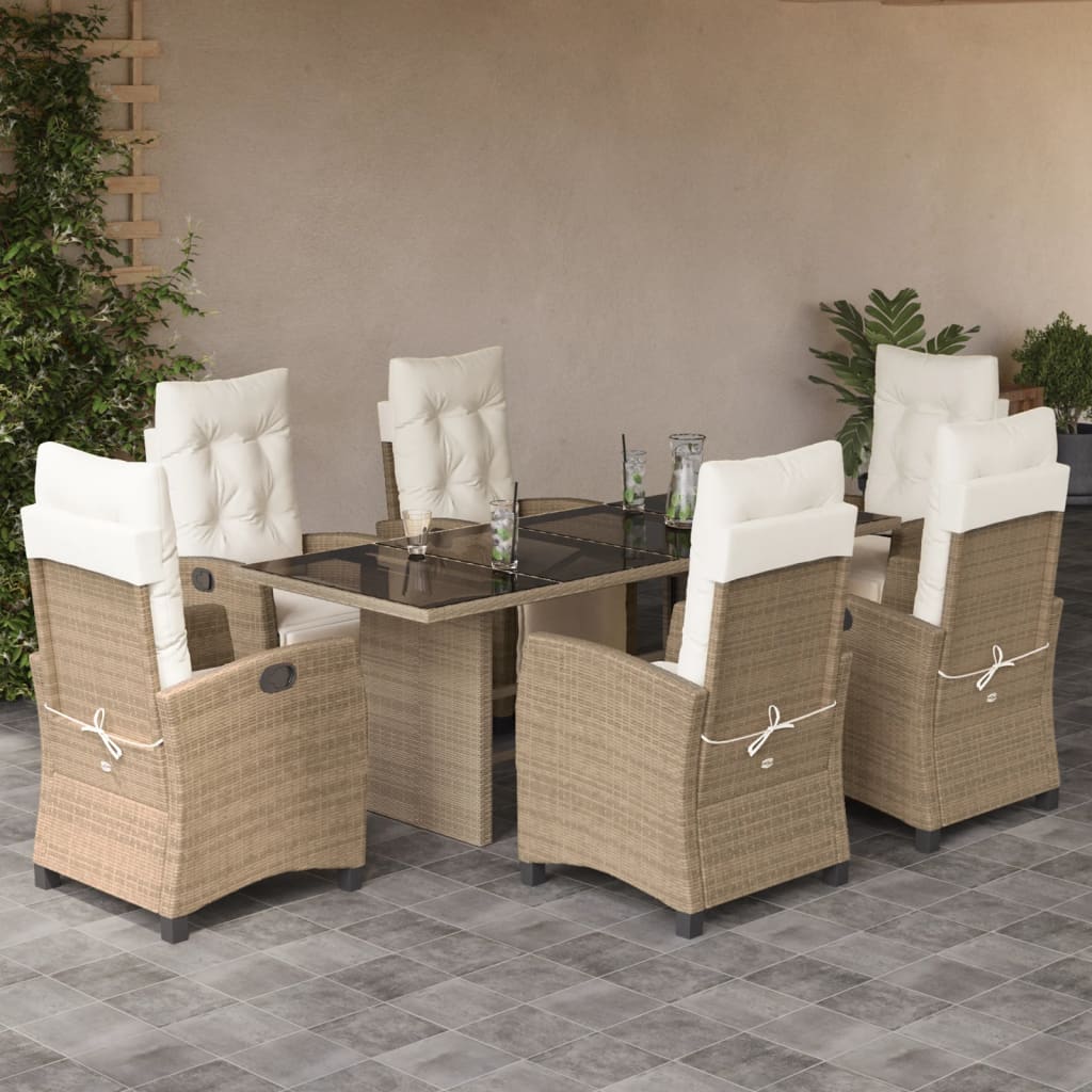 Set Mobilier De Grădină Cu Perne, 9 Piese, Maro, Poliratan