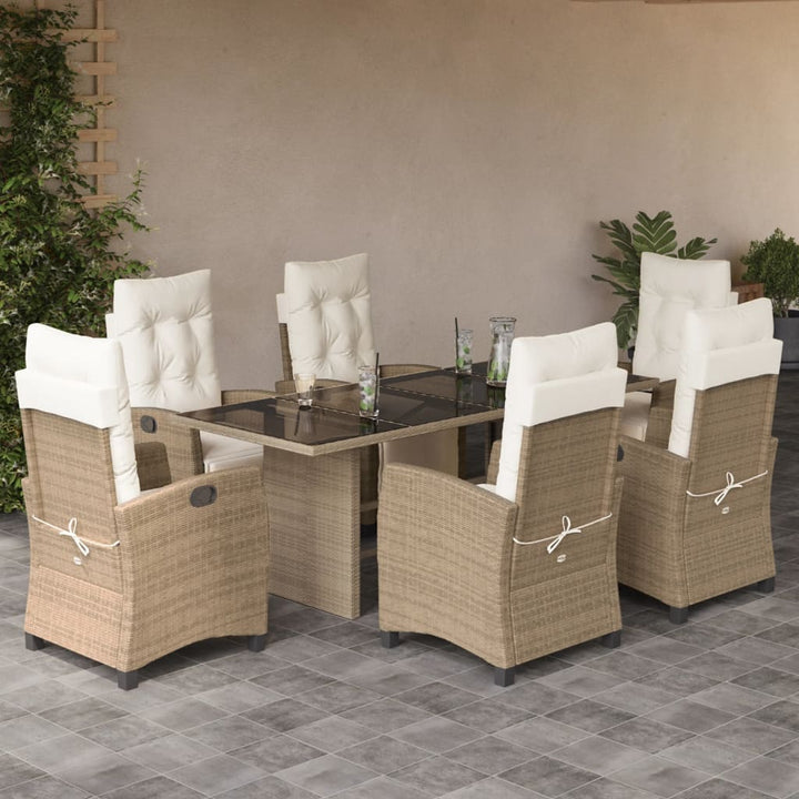 Set Mobilier De Grădină Cu Perne, 9 Piese, Maro, Poliratan