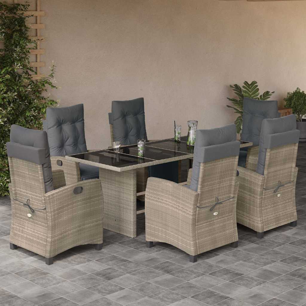 Set Mobilier De Grădină Cu Perne, 9 Piese, Maro, Poliratan