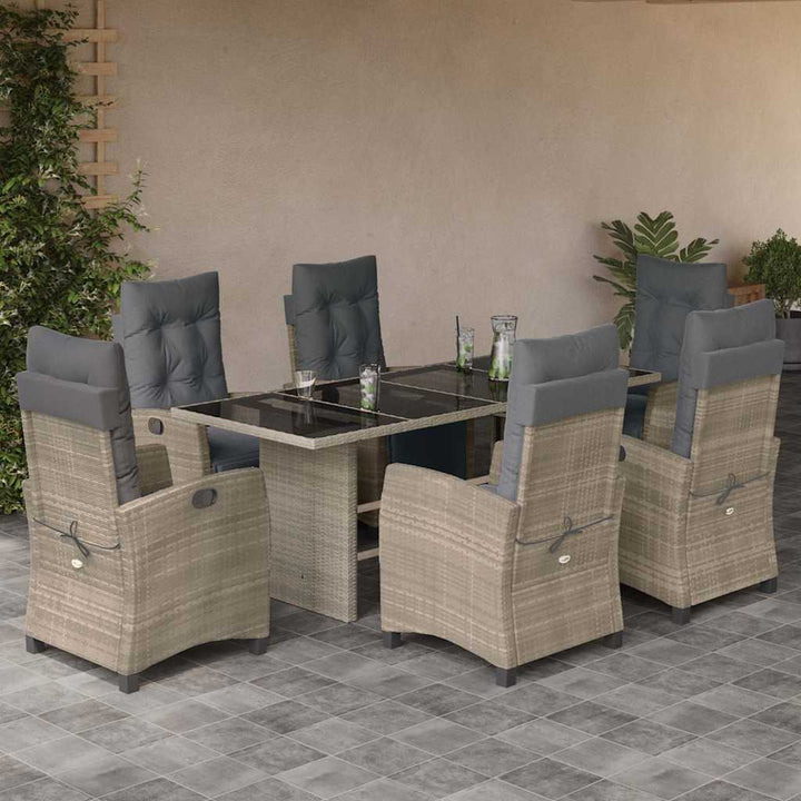 Set Mobilier De Grădină Cu Perne, 9 Piese, Maro, Poliratan