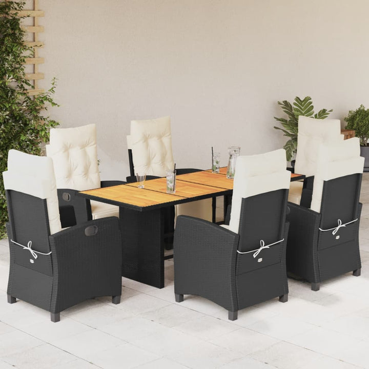 Set Mobilier De Grădină Cu Perne, 9 Piese, Maro, Poliratan