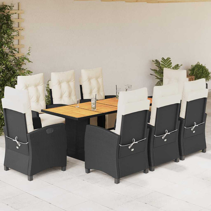 Set Mobilier De Grădină Cu Perne, 9 Piese, Maro, Poliratan