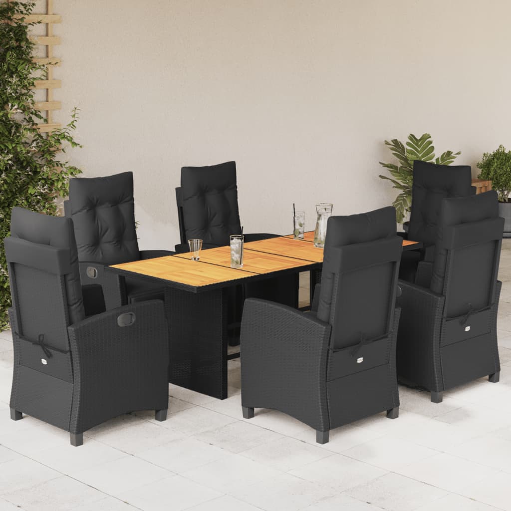 Set Mobilier De Grădină Cu Perne, 9 Piese, Maro, Poliratan