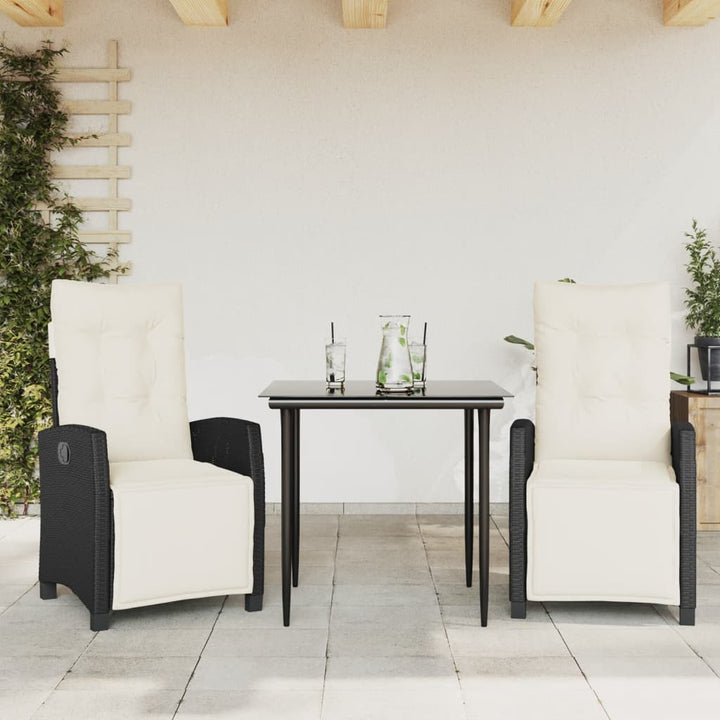Set Mobilier De Grădină Cu Perne, 7 Piese, Negru, Poliratan