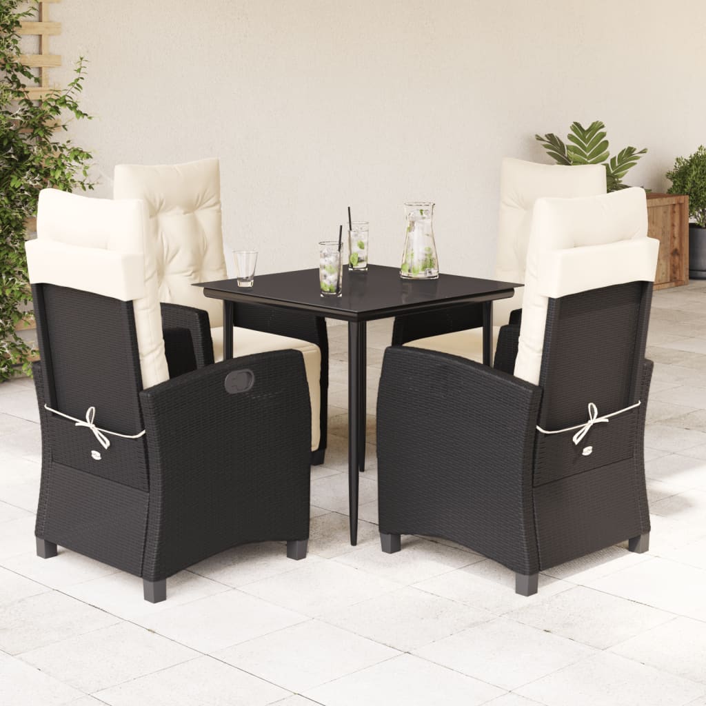 Set Mobilier De Grădină Cu Perne, 7 Piese, Negru, Poliratan