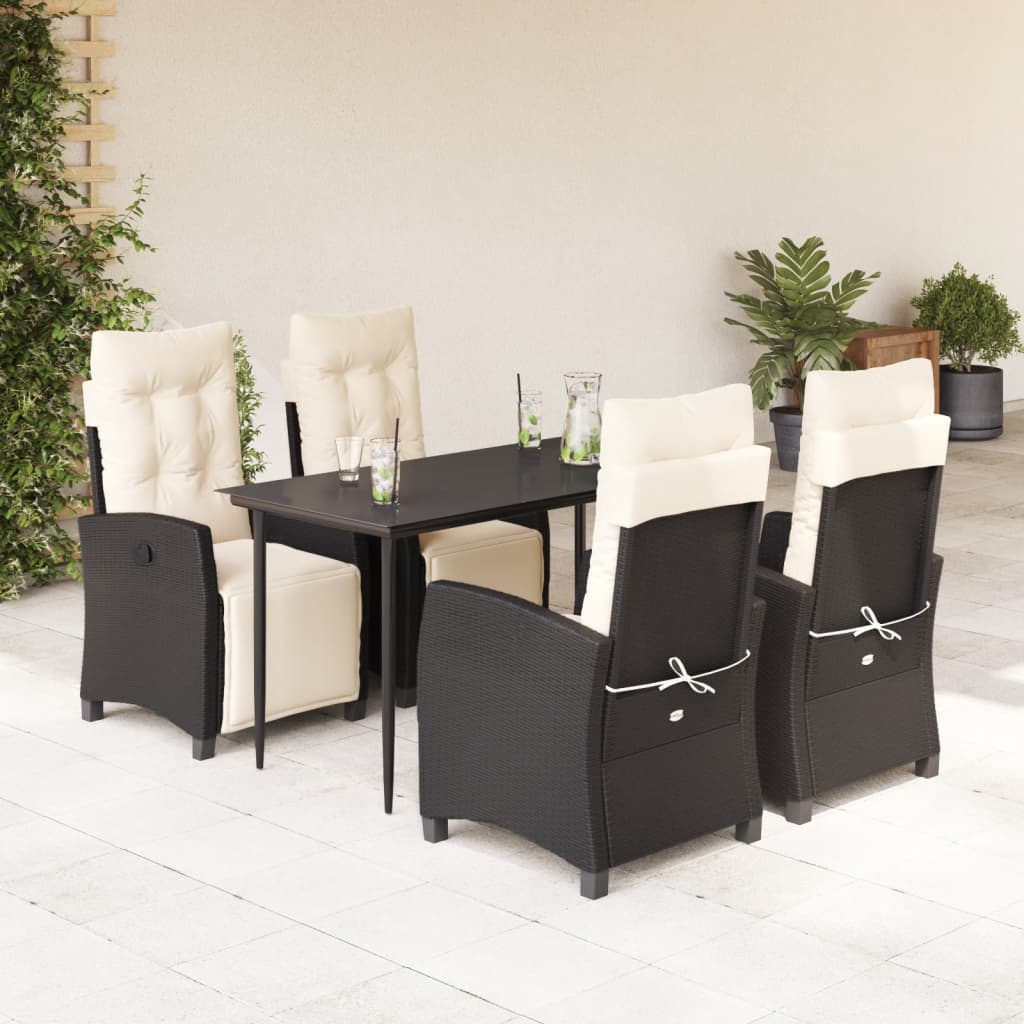Set Mobilier De Grădină Cu Perne, 7 Piese, Negru, Poliratan