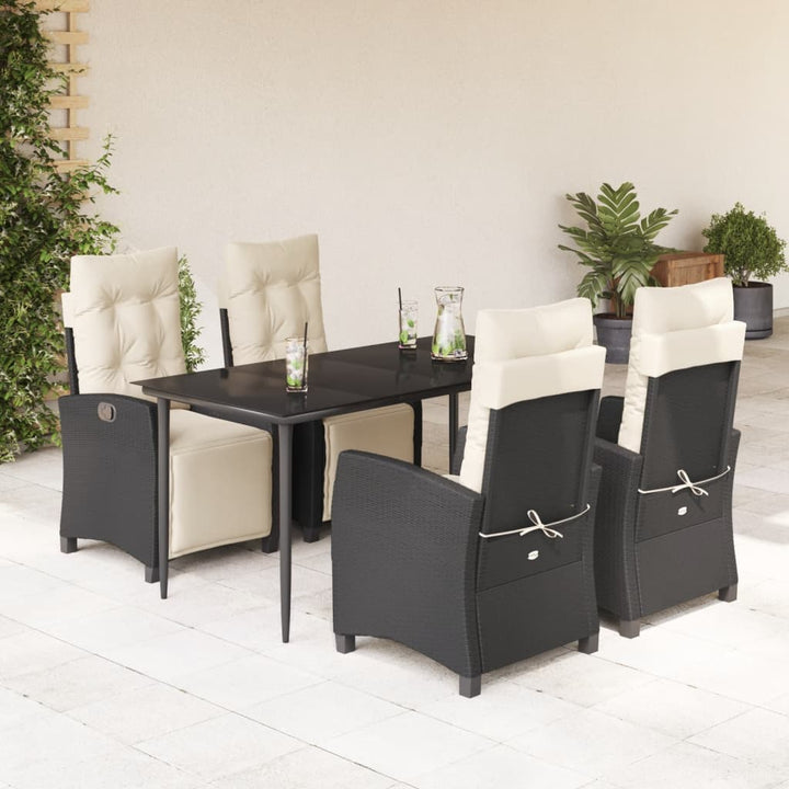Set Mobilier De Grădină Cu Perne, 7 Piese, Negru, Poliratan
