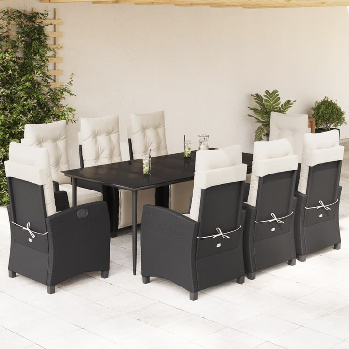 Set Mobilier De Grădină Cu Perne, 7 Piese, Negru, Poliratan