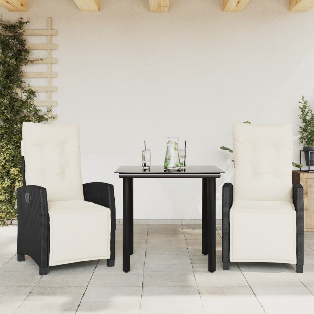 Set Mobilier De Grădină Cu Perne, 7 Piese, Negru, Poliratan