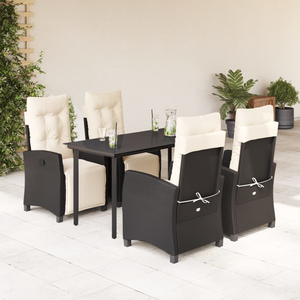 Set Mobilier De Grădină Cu Perne, 7 Piese, Negru, Poliratan