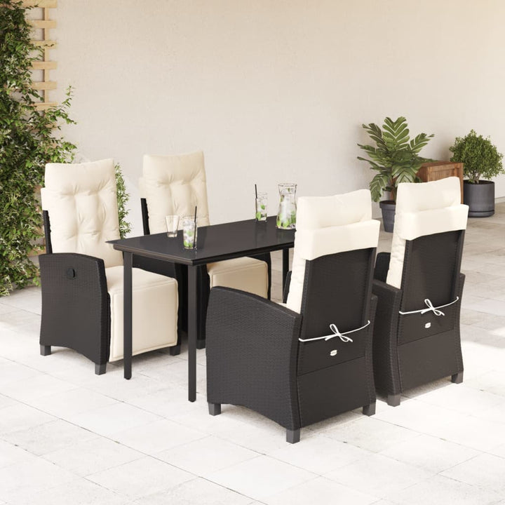 Set Mobilier De Grădină Cu Perne, 7 Piese, Negru, Poliratan