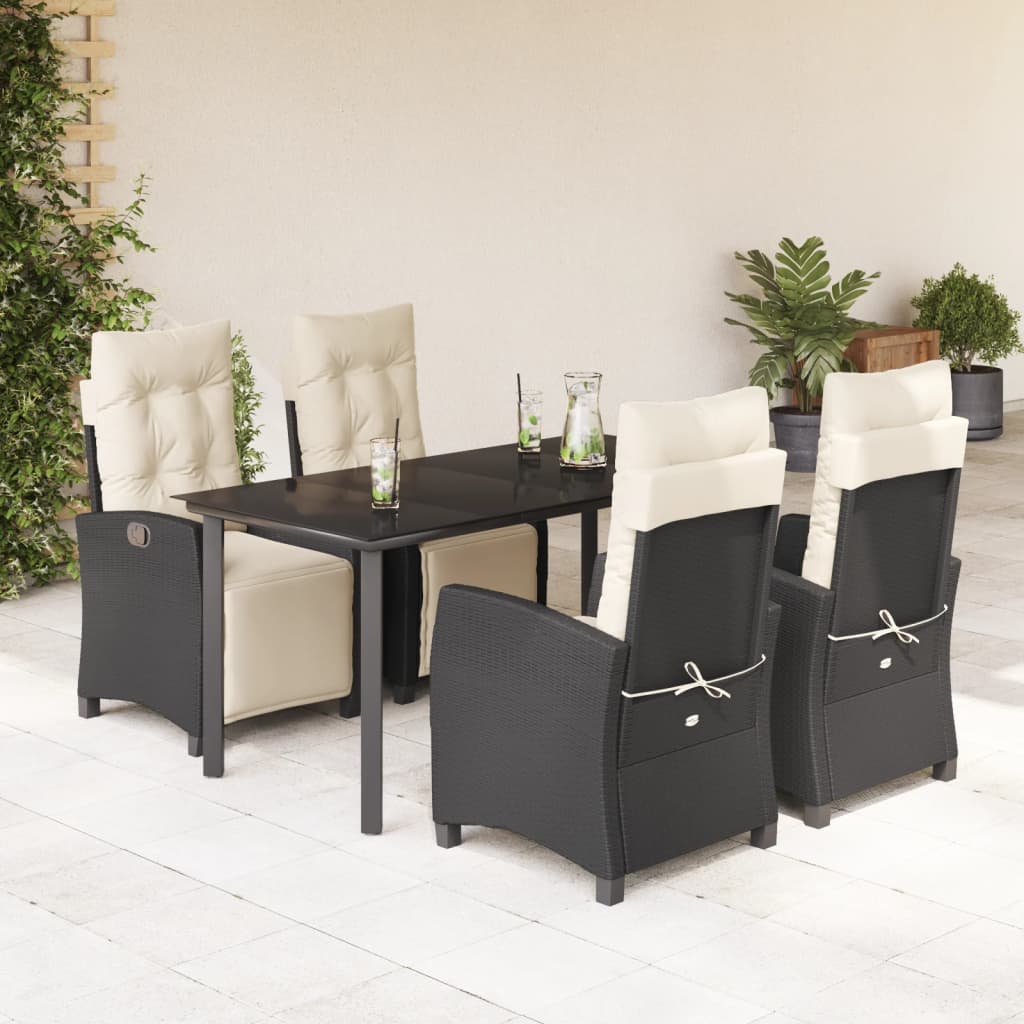 Set Mobilier De Grădină Cu Perne, 7 Piese, Negru, Poliratan