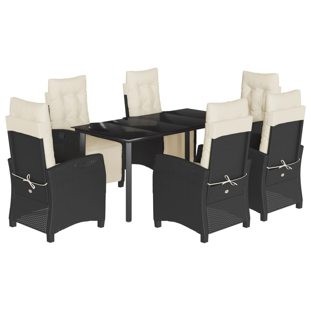 Set Mobilier De Grădină Cu Perne, 7 Piese, Negru, Poliratan