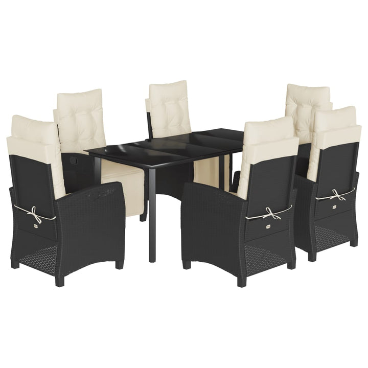 Set Mobilier De Grădină Cu Perne, 7 Piese, Negru, Poliratan