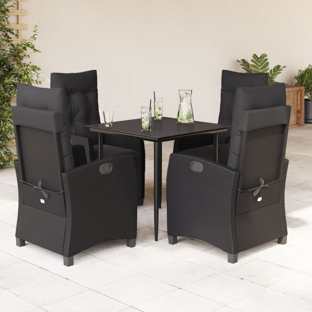 Set Mobilier De Grădină Cu Perne, 3 Piese, Negru, Poliratan