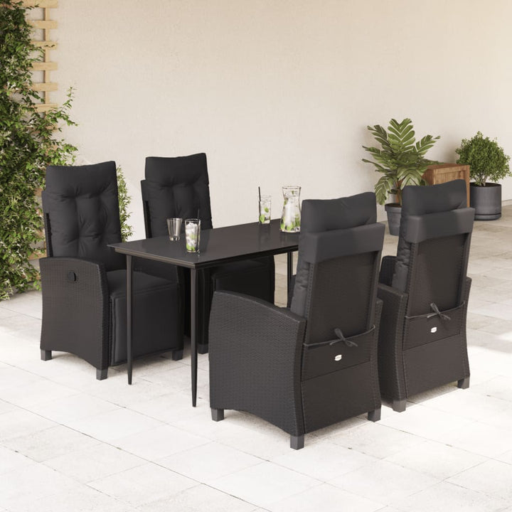 Set Mobilier De Grădină Cu Perne, 3 Piese, Negru, Poliratan