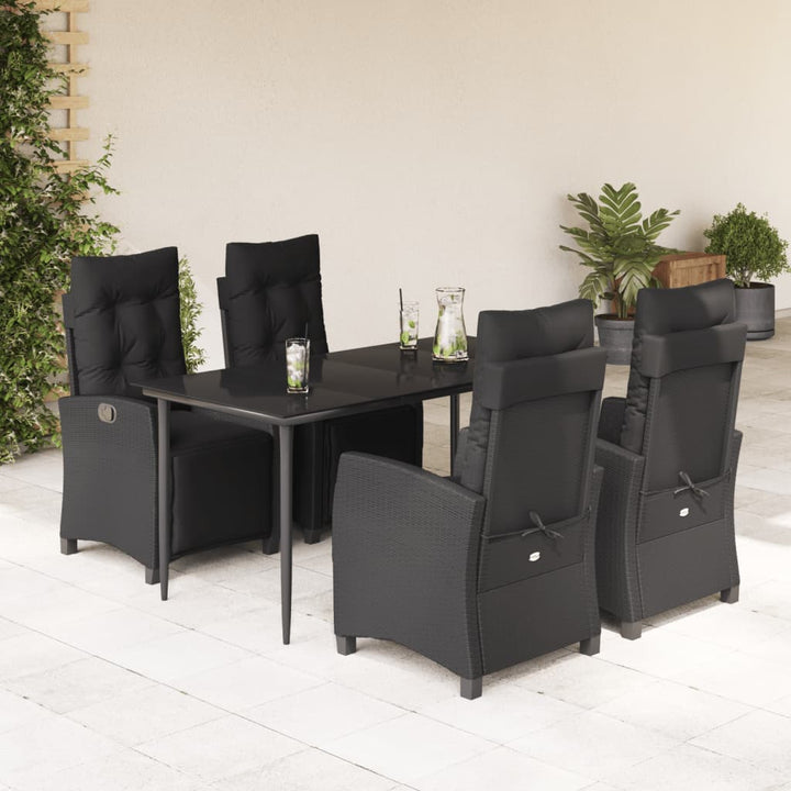 Set Mobilier De Grădină Cu Perne, 3 Piese, Negru, Poliratan